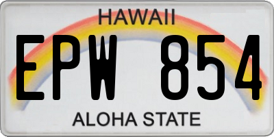 HI license plate EPW854