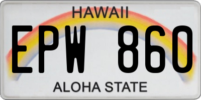 HI license plate EPW860