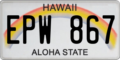 HI license plate EPW867