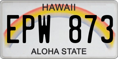 HI license plate EPW873