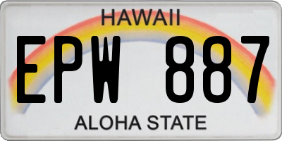 HI license plate EPW887