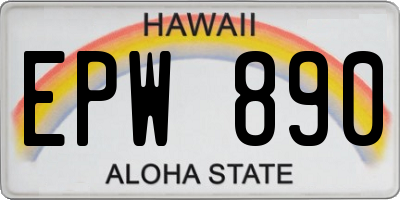 HI license plate EPW890