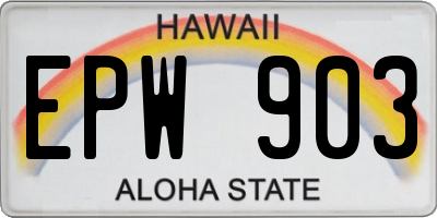 HI license plate EPW903