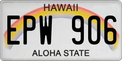 HI license plate EPW906