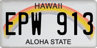 HI license plate EPW913