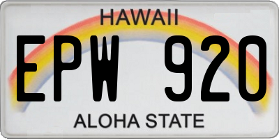 HI license plate EPW920