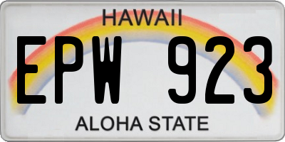 HI license plate EPW923