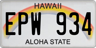 HI license plate EPW934