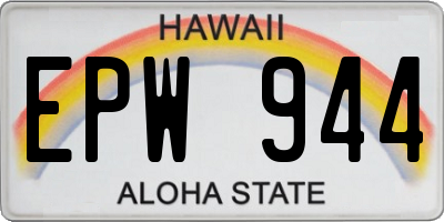 HI license plate EPW944