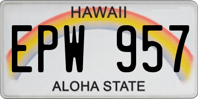 HI license plate EPW957