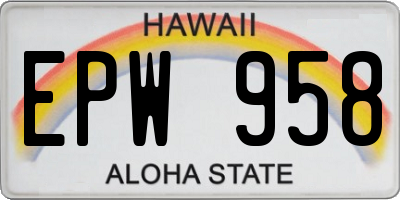 HI license plate EPW958