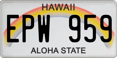 HI license plate EPW959