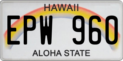 HI license plate EPW960