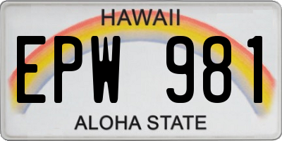 HI license plate EPW981