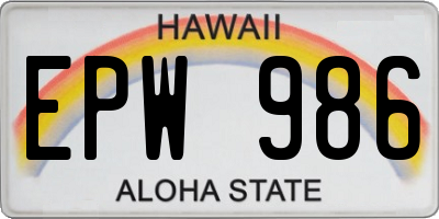 HI license plate EPW986