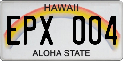 HI license plate EPX004
