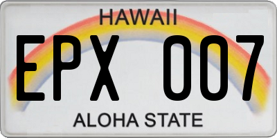 HI license plate EPX007