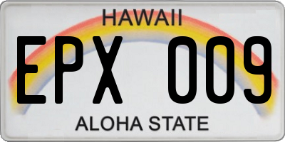 HI license plate EPX009