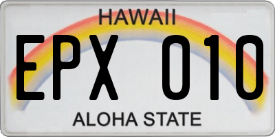 HI license plate EPX010