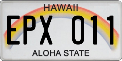 HI license plate EPX011