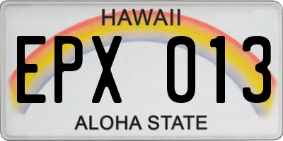 HI license plate EPX013