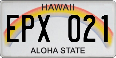 HI license plate EPX021