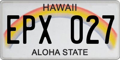 HI license plate EPX027