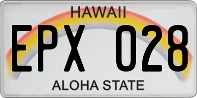 HI license plate EPX028