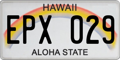 HI license plate EPX029
