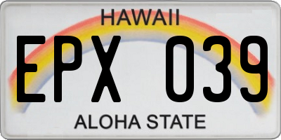HI license plate EPX039
