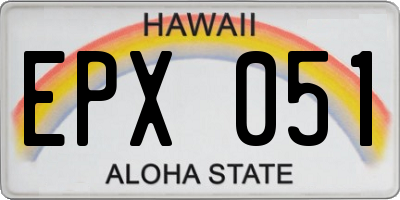 HI license plate EPX051