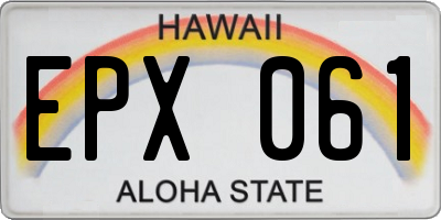 HI license plate EPX061