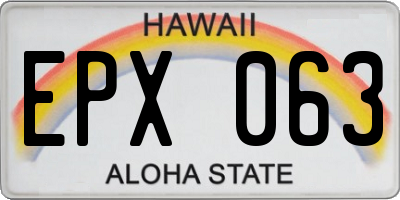HI license plate EPX063