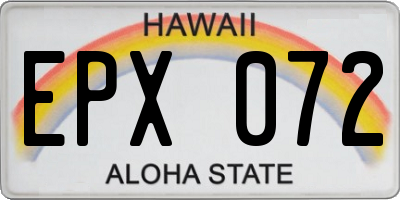 HI license plate EPX072