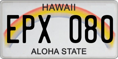HI license plate EPX080