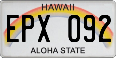 HI license plate EPX092