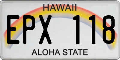 HI license plate EPX118