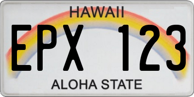 HI license plate EPX123