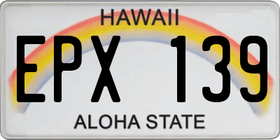 HI license plate EPX139
