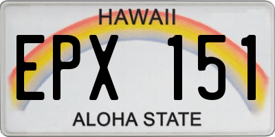 HI license plate EPX151