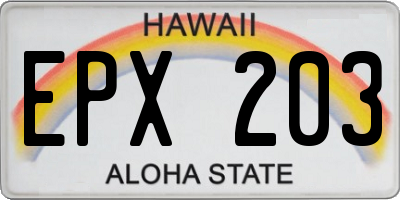 HI license plate EPX203