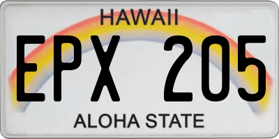 HI license plate EPX205