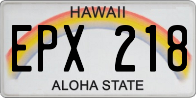 HI license plate EPX218