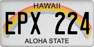 HI license plate EPX224
