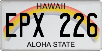HI license plate EPX226