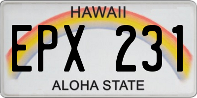 HI license plate EPX231