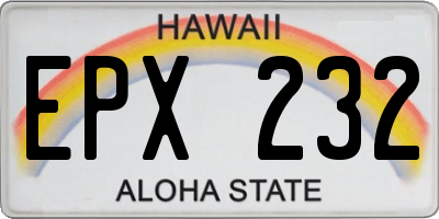 HI license plate EPX232