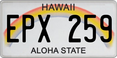 HI license plate EPX259