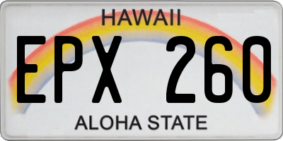 HI license plate EPX260