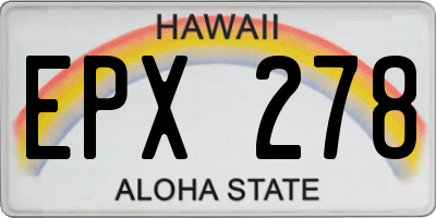 HI license plate EPX278